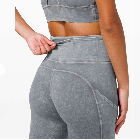 Lululemon Fast and Free High Rise Tight 25" Ice Dye Ice Wash Asphalt Grey size 2 - Picture 3 of 9